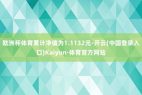 欧洲杯体育累计净值为1.1132元-开云(中国登录入口)Kaiyun·体育官方网站