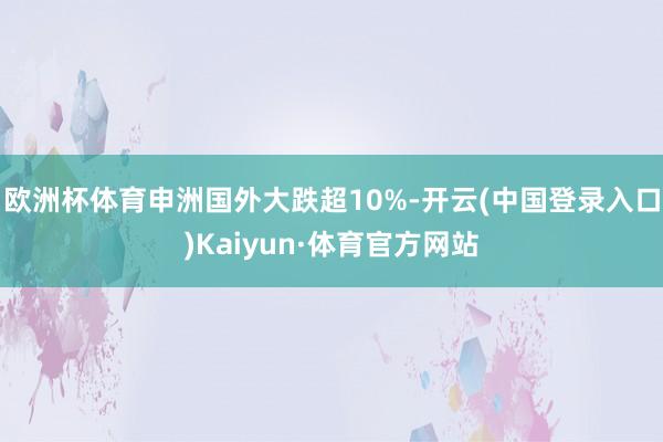 欧洲杯体育申洲国外大跌超10%-开云(中国登录入口)Kaiyun·体育官方网站