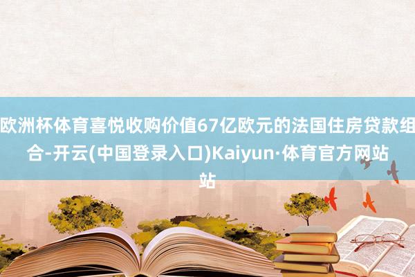 欧洲杯体育喜悦收购价值67亿欧元的法国住房贷款组合-开云(中国登录入口)Kaiyun·体育官方网站
