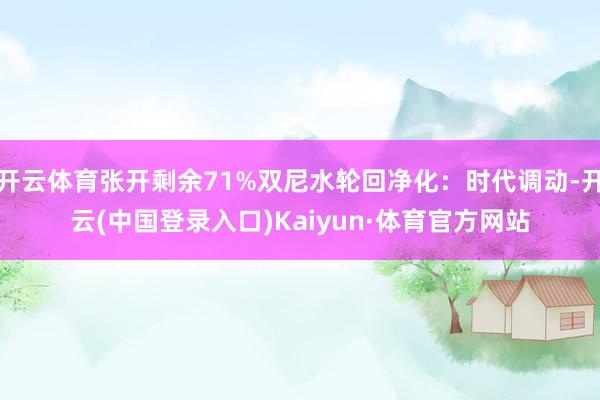 开云体育张开剩余71%双尼水轮回净化：时代调动-开云(中国登录入口)Kaiyun·体育官方网站